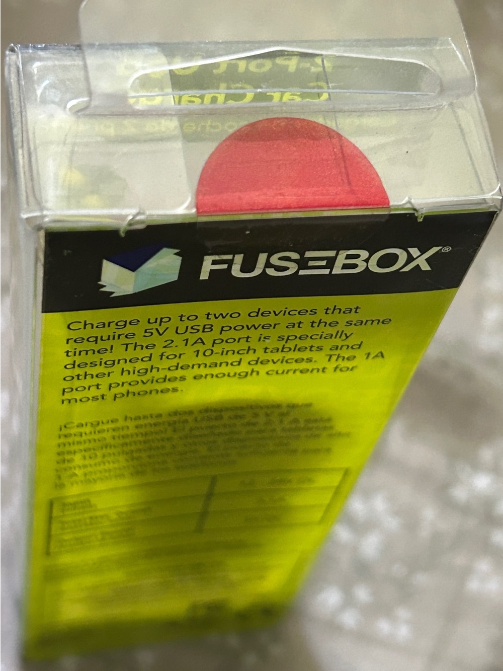 Fusebox 3.1A Fast Charging Car USB Adapter - Red - Picture 3 of 3